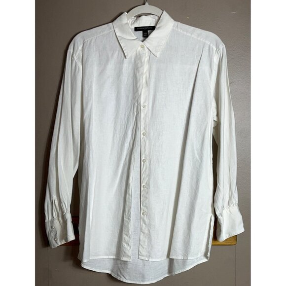 Banana Republic Blouse Ivory Linen Blend Button Up Relaxed Layer Preppy Women XS - Picture 9 of 9